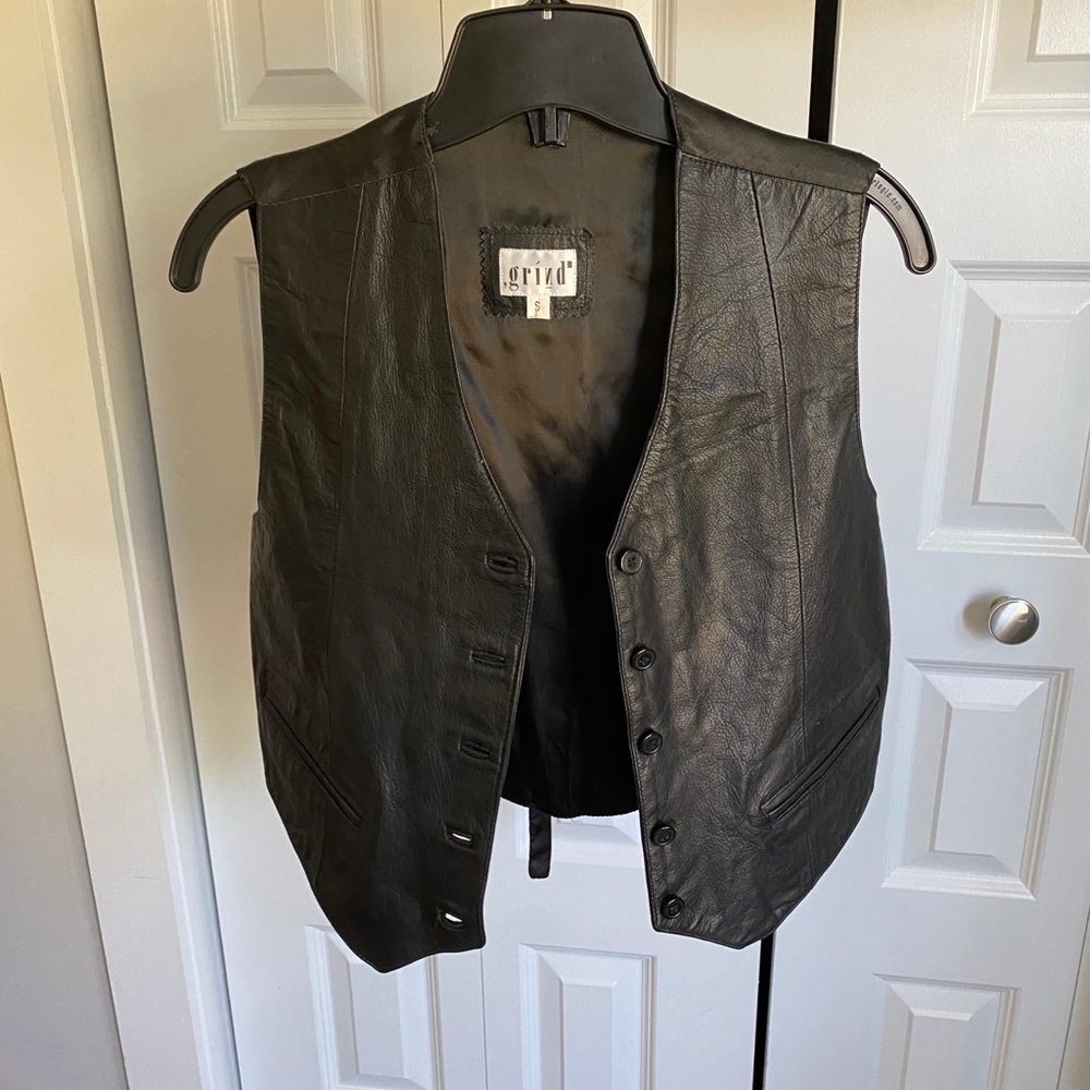 Black leather vest